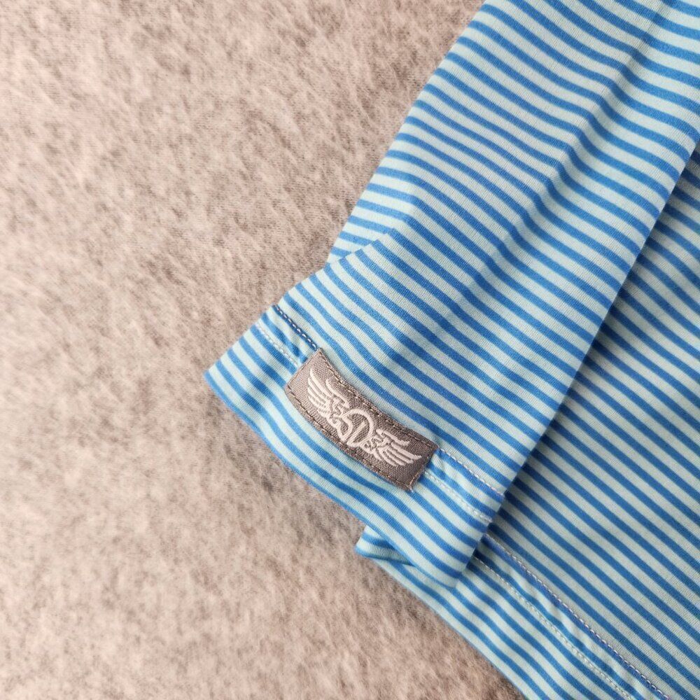 Straight Down Shirt Mens L Blue Striped Golf Performance Polo Ultralightweight - Picture 3 of 12